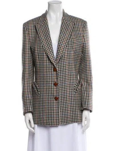 Pre-owned Blazé Milano Virgin Wool Plaid Print Blazer In Neutral