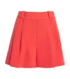 Blazé Milano Flica Selle Pleated Silk And Linen-blend Shorts In Red