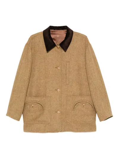 Blazé Milano Virgin Wool Single-breasted Coat In Brown