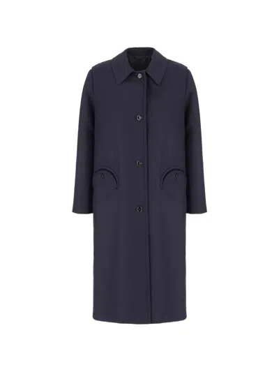Blazé Milano Virgin Wool Smiley Pocket Coat In Blue