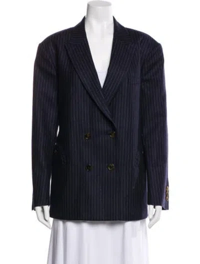 Pre-owned Blazé Milano Virgin Wool Striped Blazer In Blue