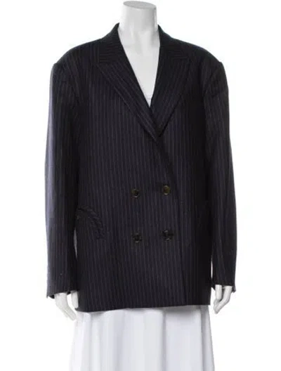 Pre-owned Blazé Milano Virgin Wool Striped Blazer In Blue