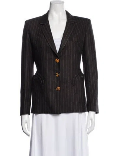 Pre-owned Blazé Milano Virgin Wool Striped Blazer In Brown