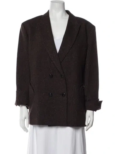 Pre-owned Blazé Milano Virgin Wool Tweed Pattern Blazer In Brown