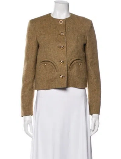 Pre-owned Blazé Milano Virgin Wool Tweed Pattern Blazer W/ Tags In Neutral