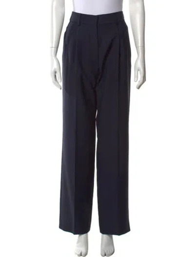 Pre-owned Blazé Milano Virgin Wool Wide Leg Pants In Blue
