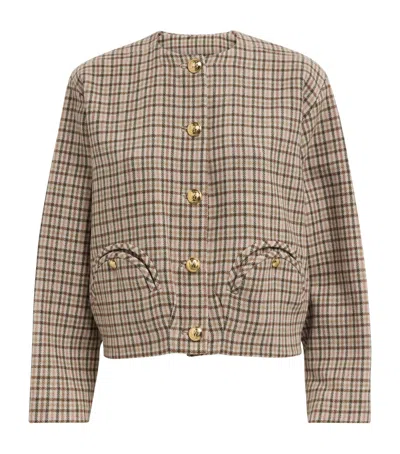 Blazé Milano Virgin Wool-cashmere Check Altai Jacket In Grey