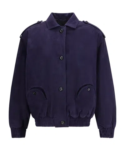 Blazé Milano Womens Nuit Charlie Oversized Suede Bomber Jacket In Purple