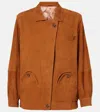 Blazé Milano Viva Cleo Suede Bomber Jacket In Peanut
