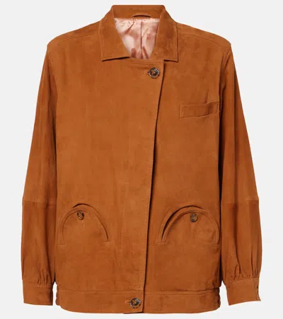 Blazé Milano Viva Cleo Suede Bomber Jacket In Peanut