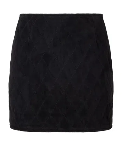 Blazé Milano Viva Coci Quilted Suede Mini Skirt In Black