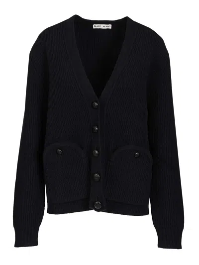Blazé Milano V-neck Cardigan In Blue