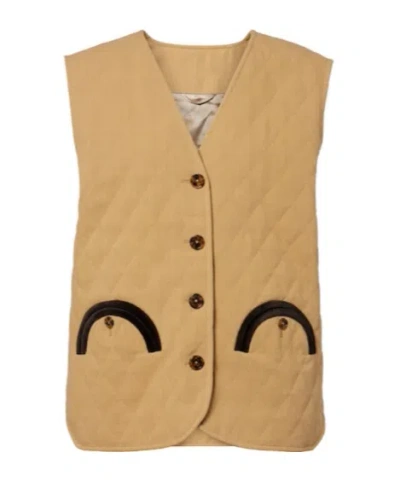 Blazé Milano V-neck Cotton Waistcoat In Brown