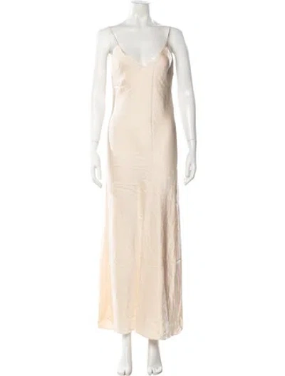 Pre-owned Blazé Milano V-neck Long Dress In Neutral