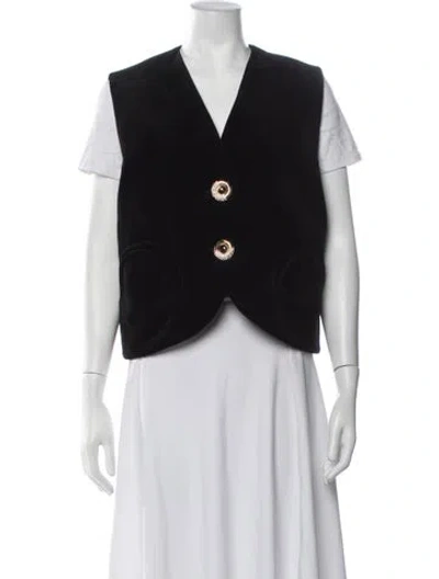 Pre-owned Blazé Milano V-neck Sleeveless Top In Black