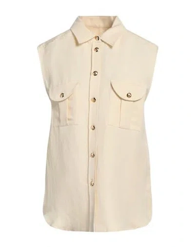 Blazé Milano Woman Shirt Beige Size 2 Linen, Silk
