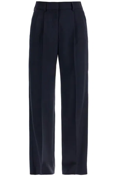 Blazé Milano Navy Blue Virgin Wool And Mohair High-waisted Pants