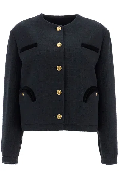 Blazé Milano Missy Gliss Cotton Blend Bolero Jacket In Black
