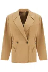 Blazé Milano Beige Double-breasted Cotton Blazer In Beige