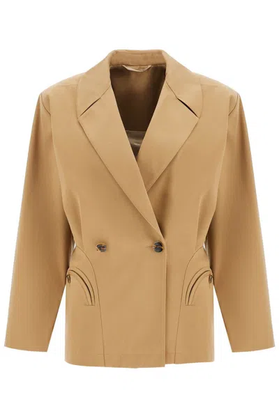 Blazé Milano Beige Double-breasted Cotton Blazer