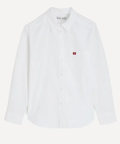 Blazé Milano Women's Fancy Anabas Silk Shirt In White / Red