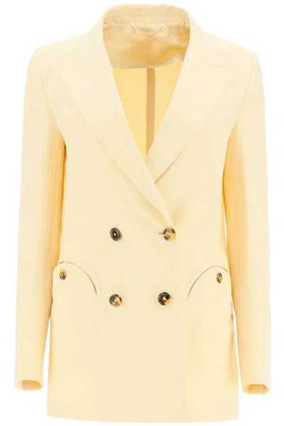 Blazé Milano Structured Double Breasted Jacket In Yellow