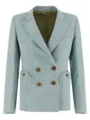 Blazé Milano Double Breasted Structured Shoulder Tailored Jacket In Blue