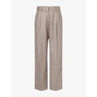 Blazé Milano Womens Blaze Milano Fox Checked Wool Trousers In Beige