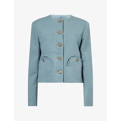 Blazé Milano Womens Blaze Milano Shamo Bolero Cropped Wool-blend Jacket In Blue