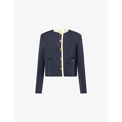 Blazé Milano Womens Nuit Shamo Bolero Woven Bolero Jacket In Blue