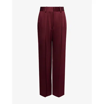 Blazé Milano Womens Fox Pleated Satin Trousers Wine Xs