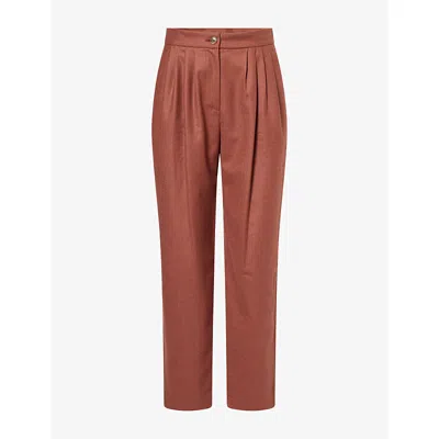 Blazé Milano Womens Fox Pleated Wool-blend Trousers Rust Xs