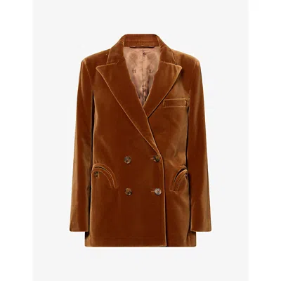 Blazé Milano Womens Jealousy Everynight Double-breasted Cotton Blazer Caramel