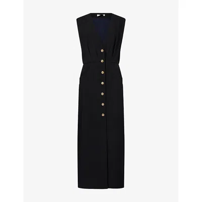 Blazé Milano Womens Luna Button-up Woven Maxi Dress Black
