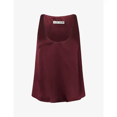 Blazé Milano Womens Merens Scoop-neck Satin Vest Top Wine In Burgundy