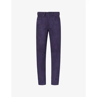 Blazé Milano Womens Nuit Paso Stitched-seam Suede Trousers In Purple