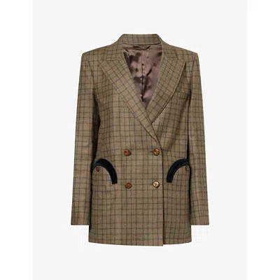 Blazé Milano Womens Olmida Everyday Double-breasted Virgin Wool And Cashmere-blend Blazer Green Mix Xs