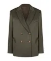 Blazé Milano Womens Oversized Double-breasted Dark Forest Green Satin Blazer In Green