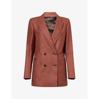 Blazé Milano Womens Patea Everyday Double-breasted Virgin Wool And Cashmere-blend Blazer Rust