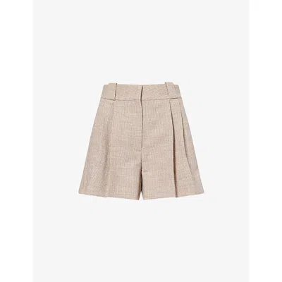 Blazé Milano Womens Sand Marisa Selle Pleated Woven Shorts In Neutral