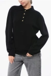 Blazé Milano Wool And Cashmere Highland Sweater With Polo Neck And Golden In Black