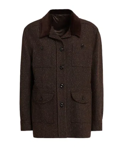 Blazé Milano Buttoned Wool Blend Jacket In Black