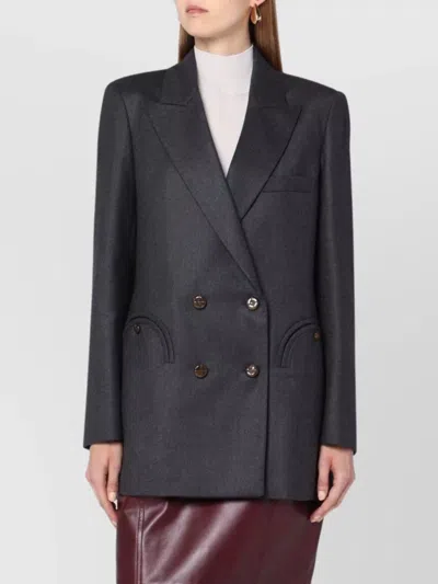 Blazé Milano Wool Double Breasted Coat In Blue