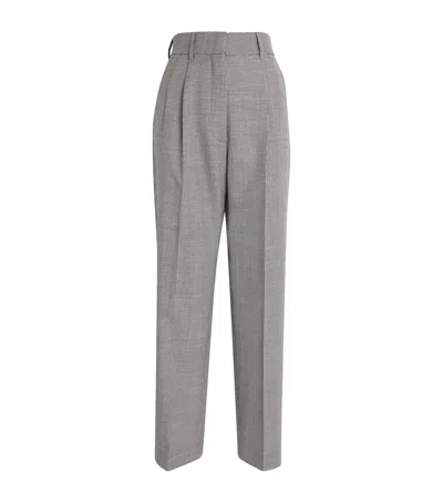 Blazé Milano Wool Fox Straight-leg Trousers In Gray