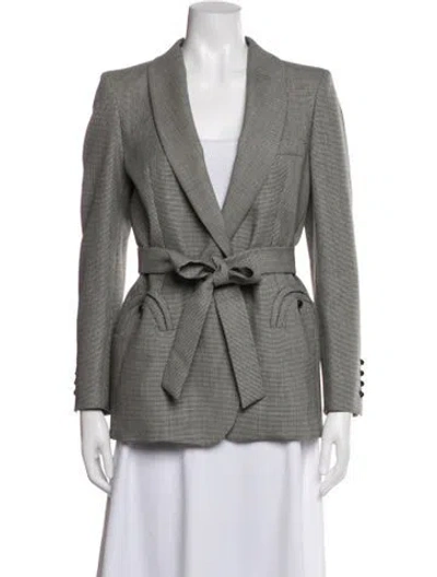 Pre-owned Blazé Milano Wool Houndstooth Print Blazer In Grey