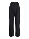 Blazé Milano High-waisted Pinstripe-pattern Wool Trousers In Dark Blue