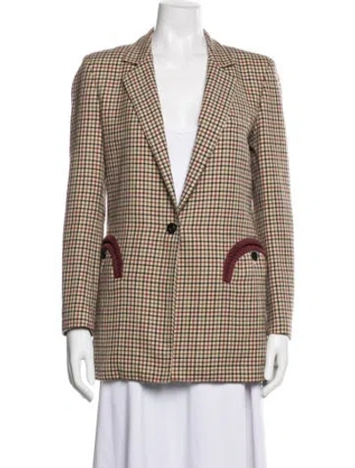 Pre-owned Blazé Milano Wool Plaid Print Blazer