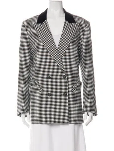Pre-owned Blazé Milano Wool Plaid Print Blazer In Black
