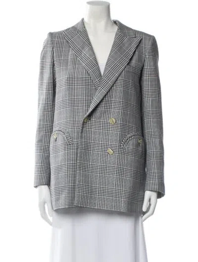 Pre-owned Blazé Milano Wool Plaid Print Blazer In Blue