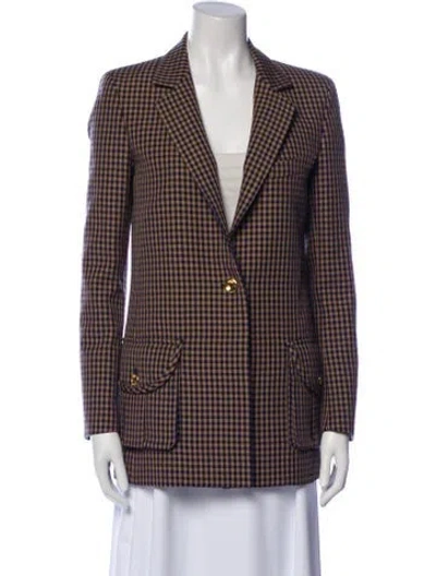 Pre-owned Blazé Milano Wool Plaid Print Blazer In Brown